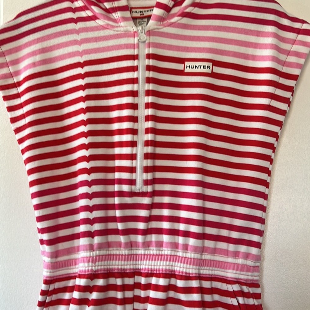 Hunter x Target adorable zip hooded striped romper 14/16 red pink beach day - Picture 5 of 6